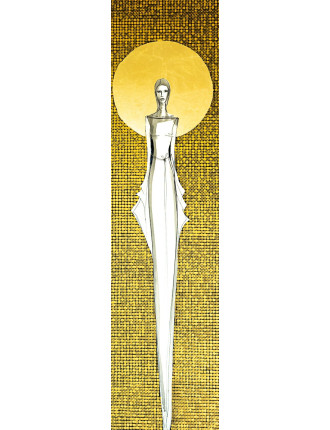 Obraz z kolekcji Kobiecość – We wnętrzu ciszy – tusz i złoto na płótnie – Marzena Królikowska-Kukuła2