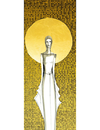 Obraz z kolekcji Kobiecość – We wnętrzu ciszy – tusz i złoto na płótnie – Marzena Królikowska-Kukuła3