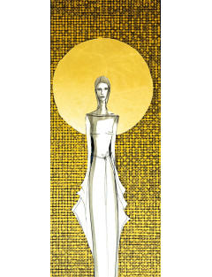 Obraz z kolekcji Kobiecość – We wnętrzu ciszy – tusz i złoto na płótnie – Marzena Królikowska-Kukuła3