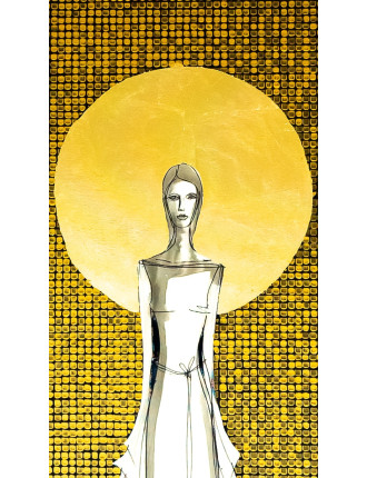 Obraz z kolekcji Kobiecość – We wnętrzu ciszy – tusz i złoto na płótnie – Marzena Królikowska-Kukuła4