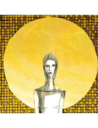 Obraz z kolekcji Kobiecość – We wnętrzu ciszy – tusz i złoto na płótnie – Marzena Królikowska-Kukuła