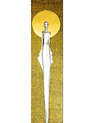 Obraz z kolekcji Kobiecość – We wnętrzu ciszy – tusz i złoto na płótnie – Marzena Królikowska-Kukuła6