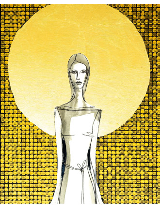 Obraz z kolekcji Kobiecość – We wnętrzu ciszy – tusz i złoto na płótnie – Marzena Królikowska-Kukuła8