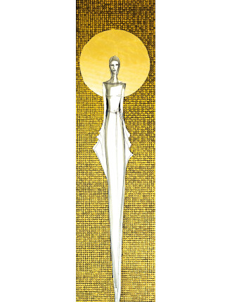 Obraz z kolekcji Kobiecość – We wnętrzu ciszy – tusz i złoto na płótnie – Marzena Królikowska-Kukuła9