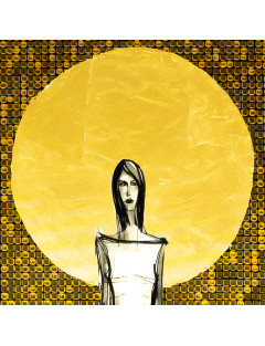 We wnętrzu ciszy 4-  Obraz z kolekcji Kobiecość – tusz i złoto na płótnie.1