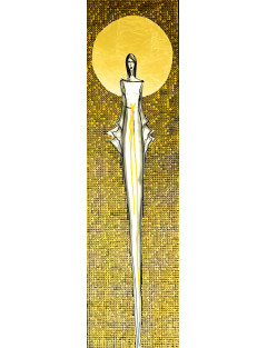 We wnętrzu ciszy 4-  Obraz z kolekcji Kobiecość – tusz i złoto na płótnie.2