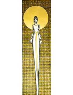 We wnętrzu ciszy 5-  Obraz z kolekcji Kobiecość – tusz i złoto na płótnie.2