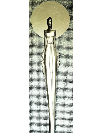 We wnętrzu ciszy 7-  Obraz z kolekcji Kobiecość – tusz i srebro na płótnie.1