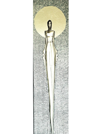 We wnętrzu ciszy 7-  Obraz z kolekcji Kobiecość – tusz i srebro na płótnie.5