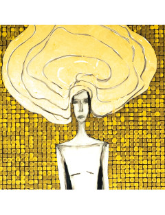 Trwałość 1- Obraz z kolekcji „Trwałość” – tusz i złoto na płótnie.2