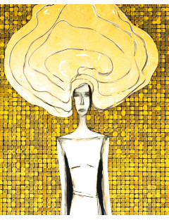 Trwałość 1- Obraz z kolekcji „Trwałość” – tusz i złoto na płótnie.6