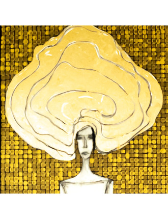 Trwałość 1- Obraz z kolekcji „Trwałość” – tusz i złoto na płótnie.