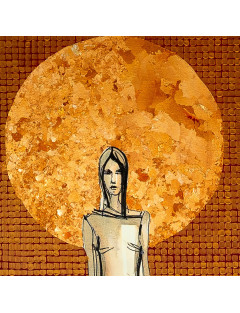 Within the Silence 9- Painting from the collection Femininity – ink and silver on canvas