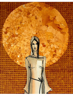 Within the Silence 9- Painting from the collection Femininity – ink and silver on canvas2