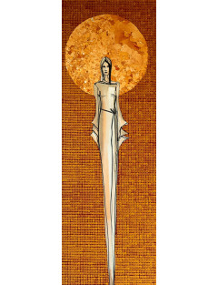 Within the Silence 9- Painting from the collection Femininity – ink and silver on canvas3