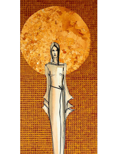 Within the Silence 9- Painting from the collection Femininity – ink and silver on canvas4