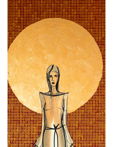 We wnętrzu ciszy 10-  Obraz z kolekcji Kobiecość – tusz i miedz na płótnie.1