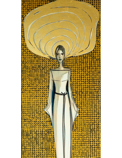 Trwałość 2- Obraz z kolekcji „Trwałość” – tusz i złoto na płótnie.