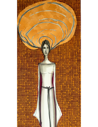 Trwałość 3- Obraz z kolekcji „Trwałość” – tusz i złoto na płótnie.1