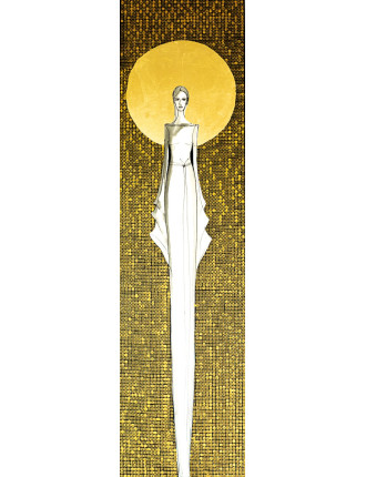 Obraz z kolekcji Kobiecość – We wnętrzu ciszy – tusz i złoto na płótnie.7