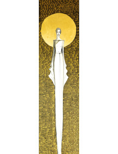 Obraz z kolekcji Kobiecość – We wnętrzu ciszy – tusz i złoto na płótnie.7