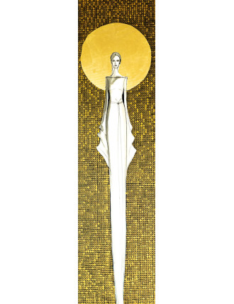 Obraz z kolekcji Kobiecość – We wnętrzu ciszy – tusz i złoto na płótnie.9