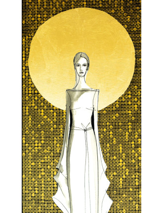 Obraz z kolekcji Kobiecość – We wnętrzu ciszy – tusz i złoto na płótnie.9