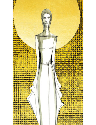 Obraz z kolekcji Kobiecość – We wnętrzu ciszy – tusz i złoto na płótnie – Marzena Królikowska-Kukuła1